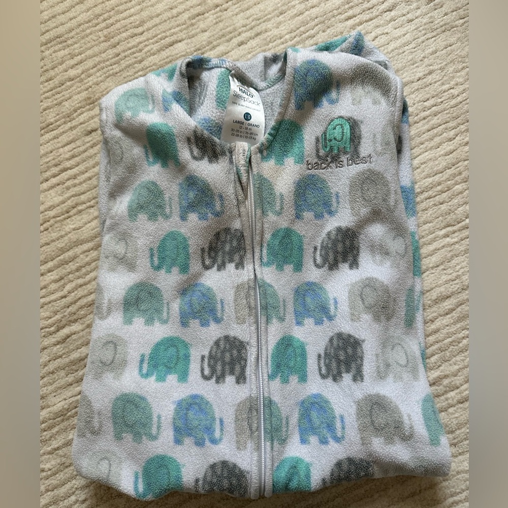 Halo Sleepsack Fleece Elephants Baby Size Large 12-18 months